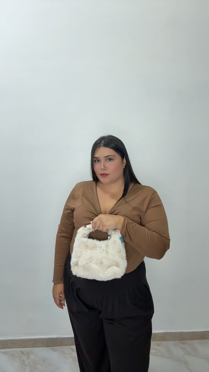 BORSE PELUCHE MANICO IN PELLE